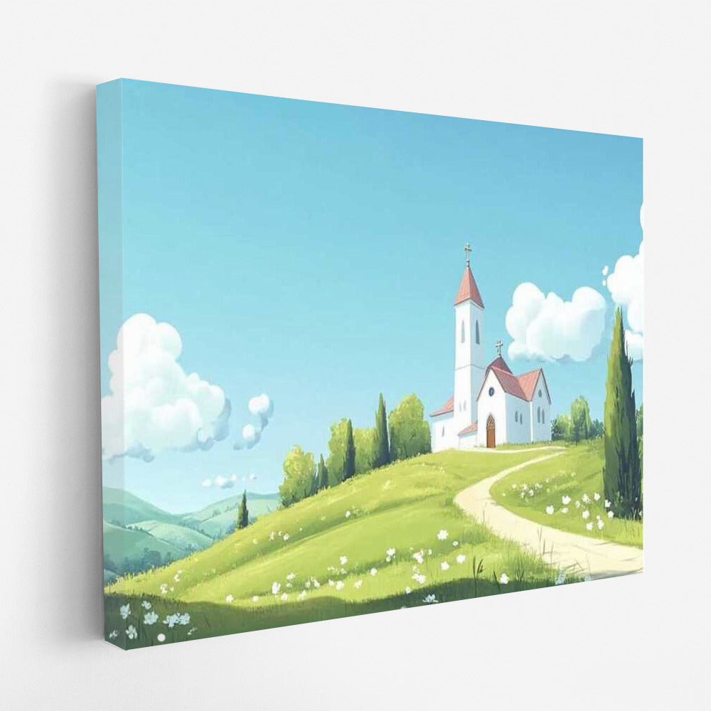 Cozy Church Among Light Clouds