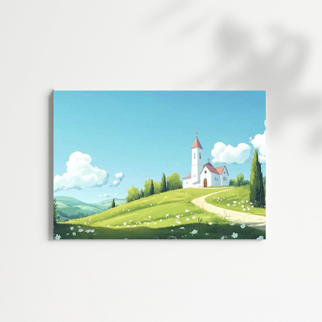 Cozy Church Among Light Clouds