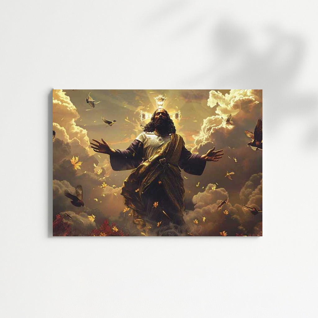 Divine Scene of Jesus Christ Among Clouds and Birds