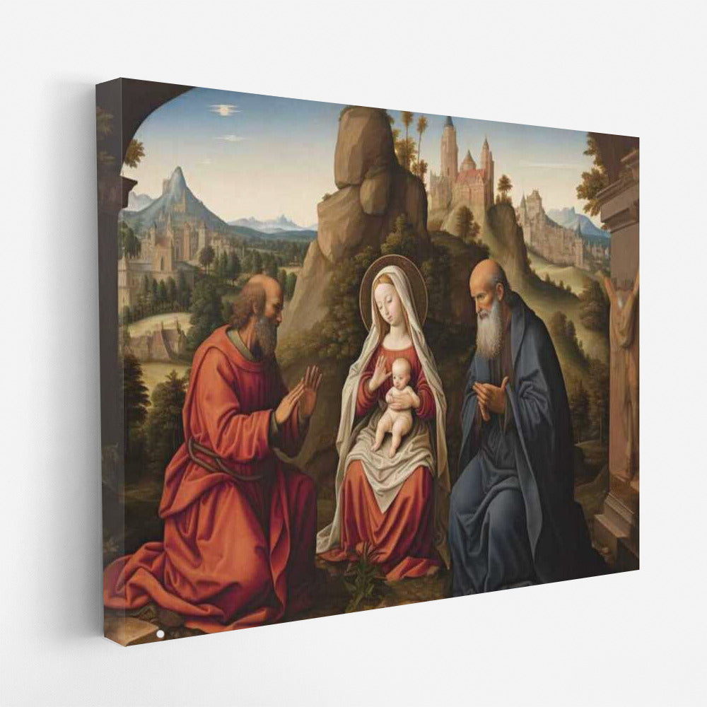 Divine Scene: Virgin Mary in Oil Painting