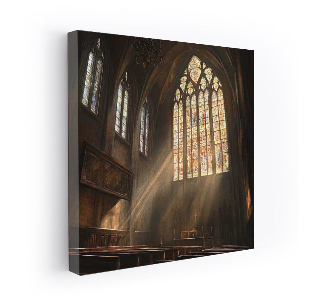 Light and Shadows of a Gothic Cathedral: Stained Glass and Sunbeams