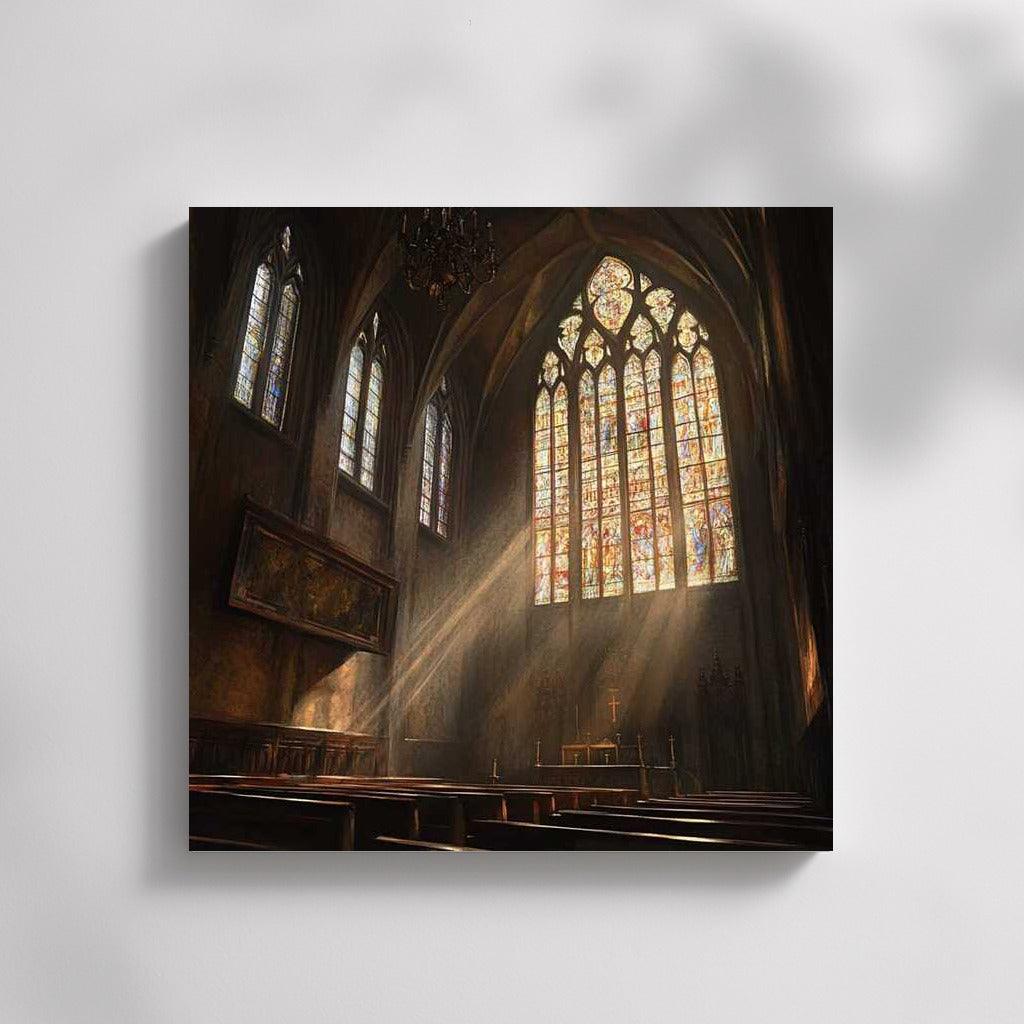 Light and Shadows of a Gothic Cathedral: Stained Glass and Sunbeams