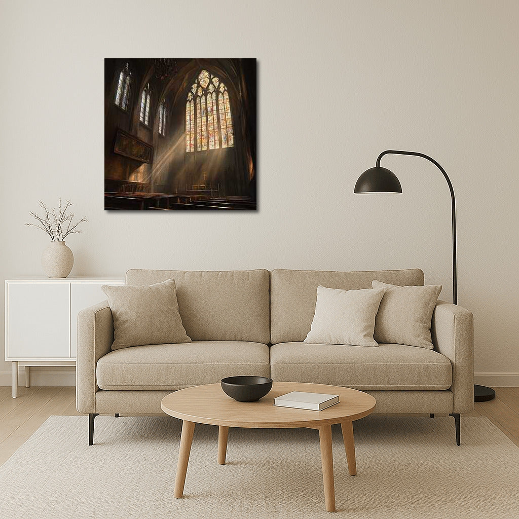 Light and Shadows of a Gothic Cathedral: Stained Glass and Sunbeams