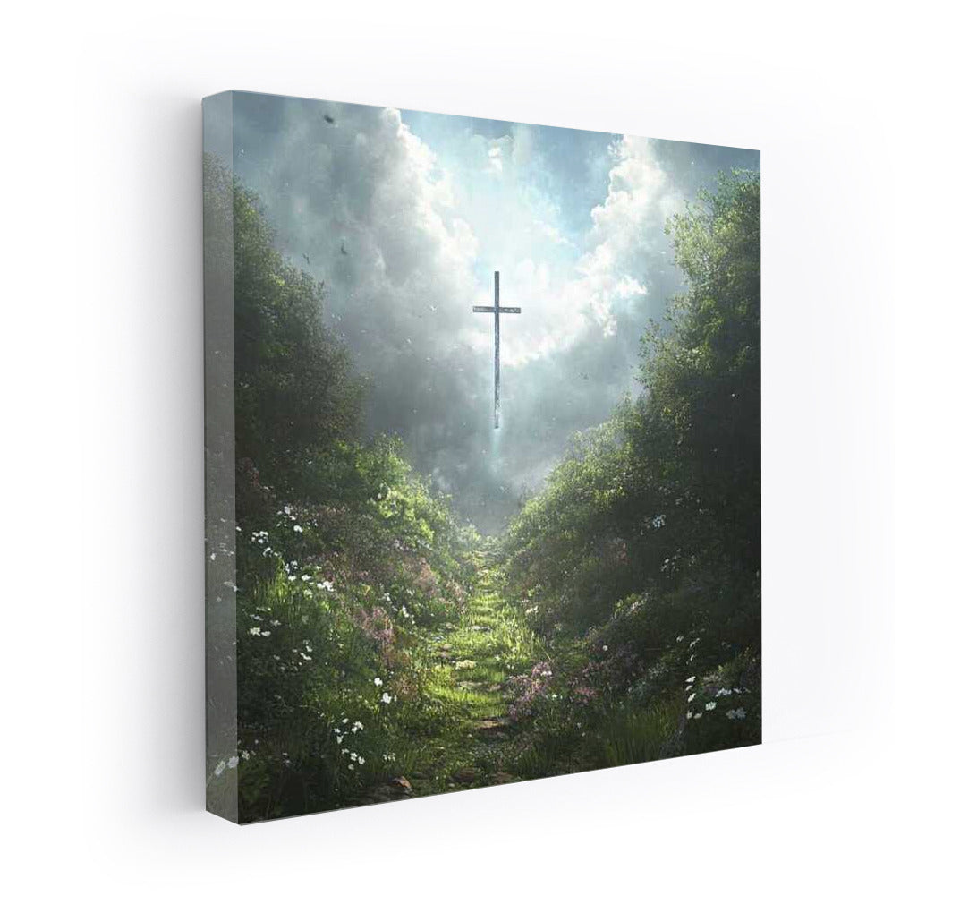 Cross in the Forest: Harmony of Nature and Spiritual Enlightenment