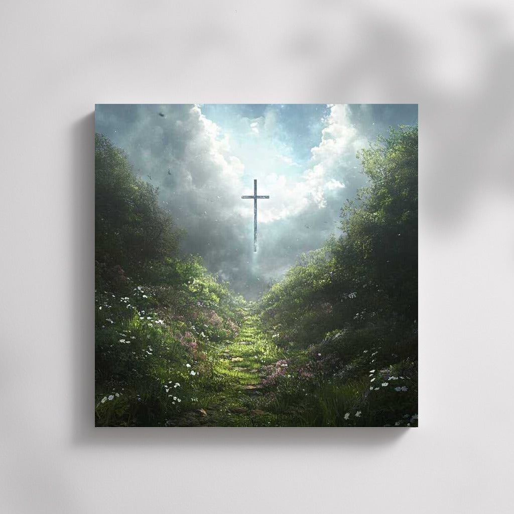 Cross in the Forest: Harmony of Nature and Spiritual Enlightenment
