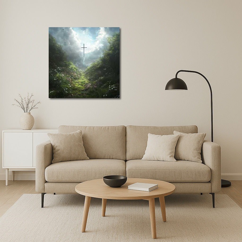 Cross in the Forest: Harmony of Nature and Spiritual Enlightenment