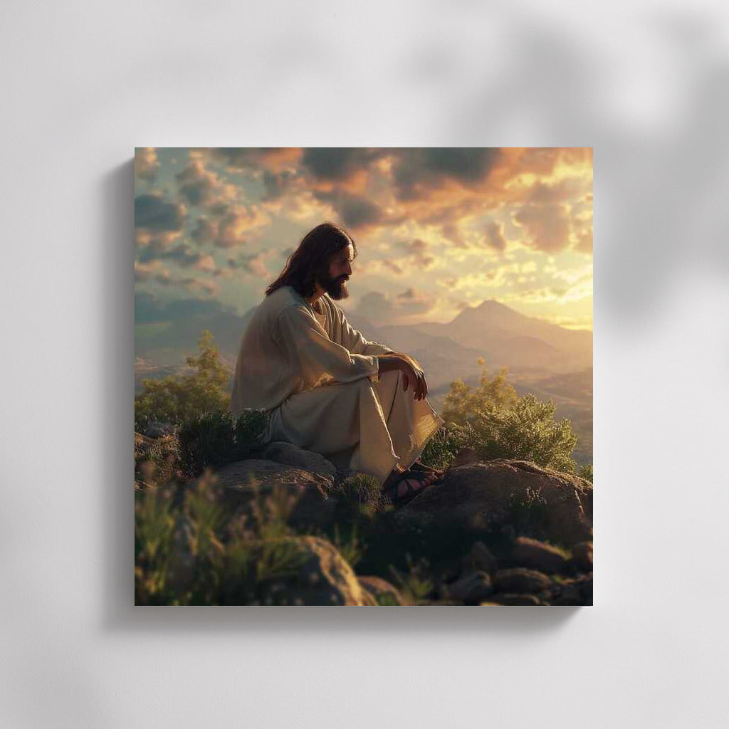 Jesus Christ in Reflections at Sunset