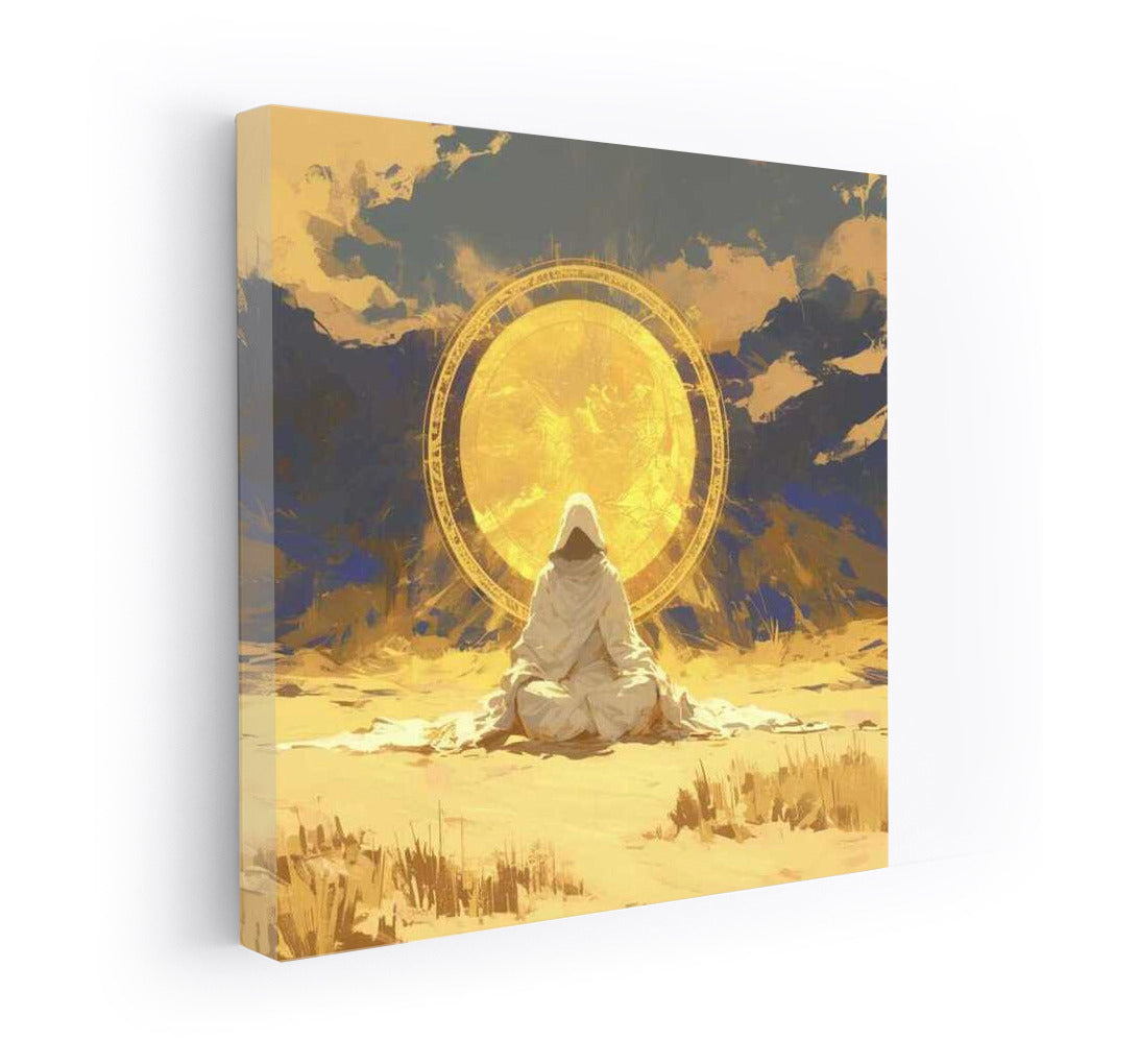 Monk in Meditation: The Golden Circle of Peace