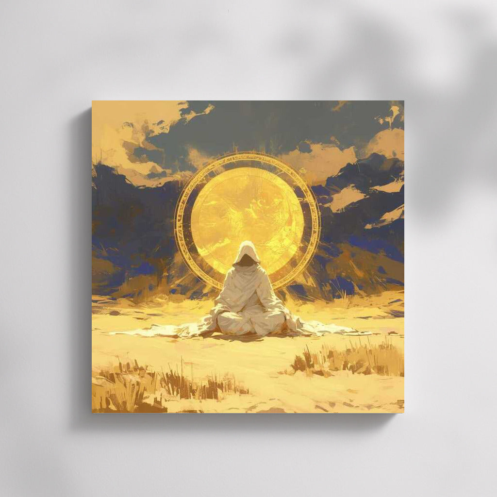 Monk in Meditation: The Golden Circle of Peace
