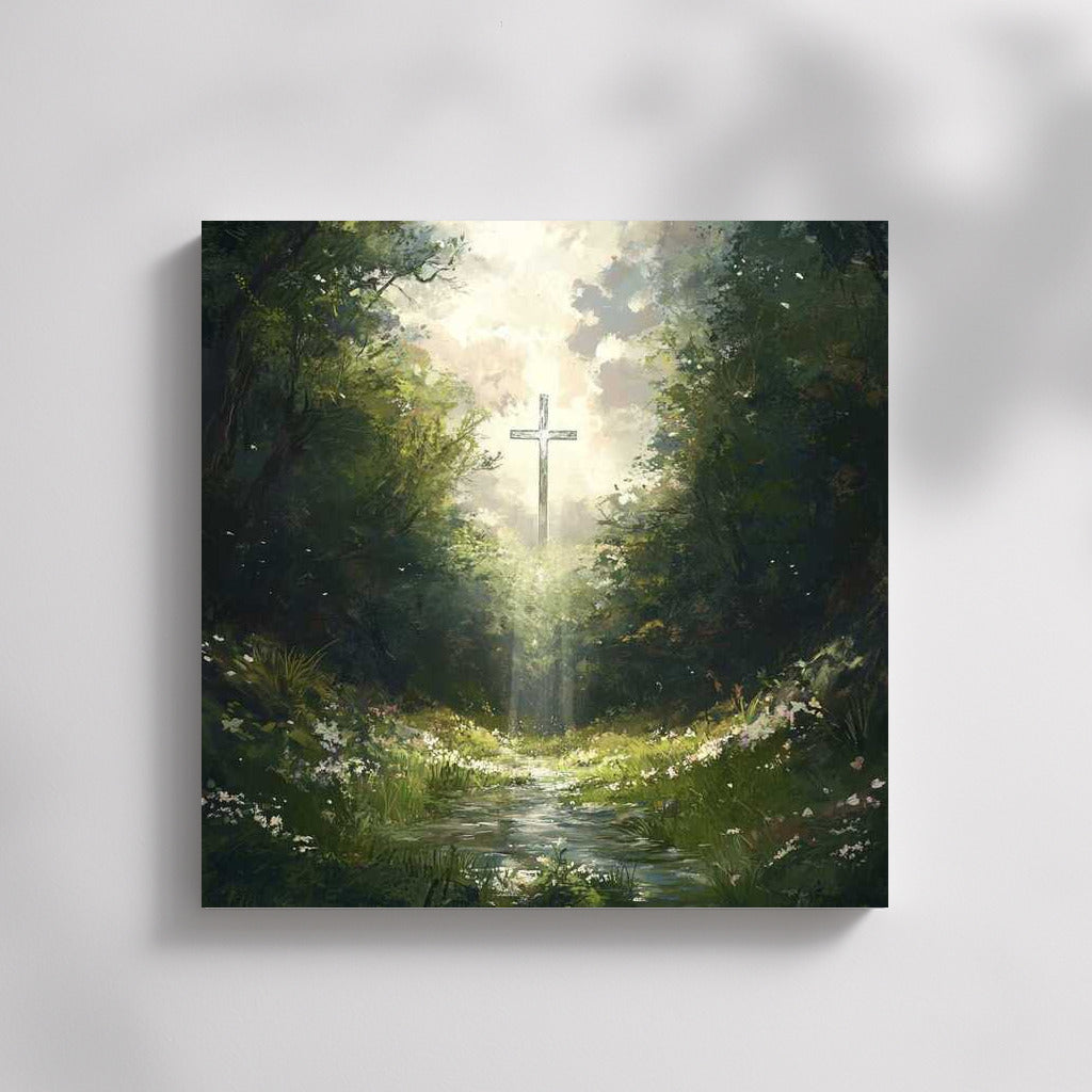 Cross in the Forest: Light of Spiritual Harmony