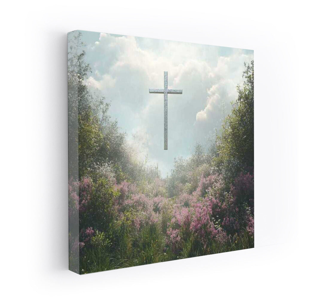 Cross in Forest Harmony: Light and Tranquility