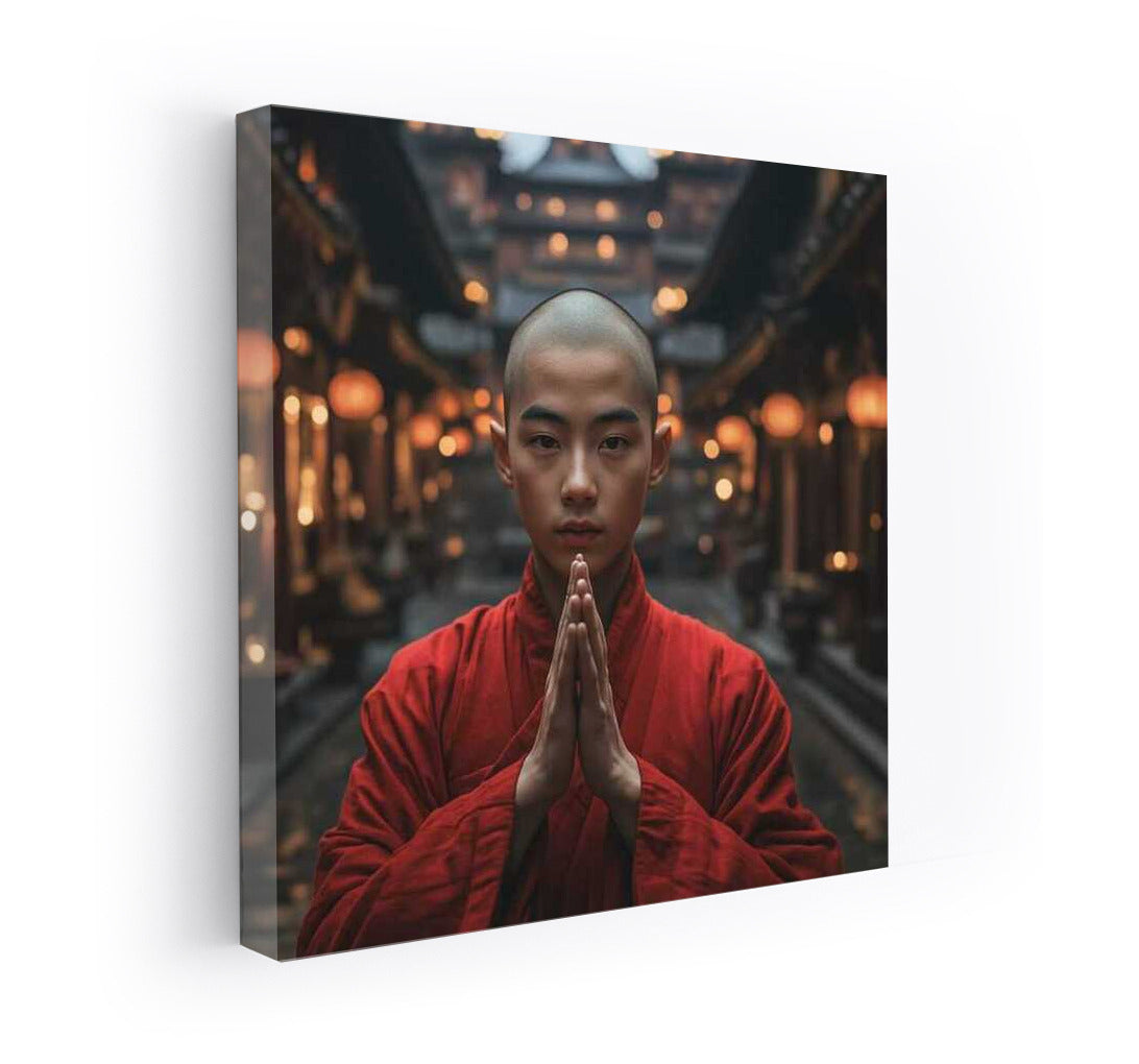 Young Monk in the Light of Lanterns: The Path of Spiritual Search