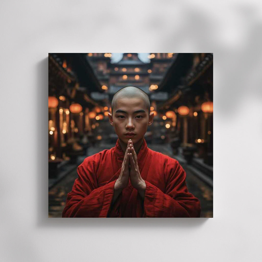Young Monk in the Light of Lanterns: The Path of Spiritual Search