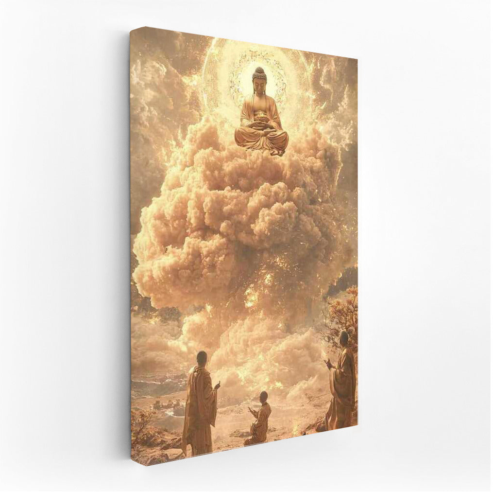 Divine Radiance: Buddha in the Clouds - Personification of Peace