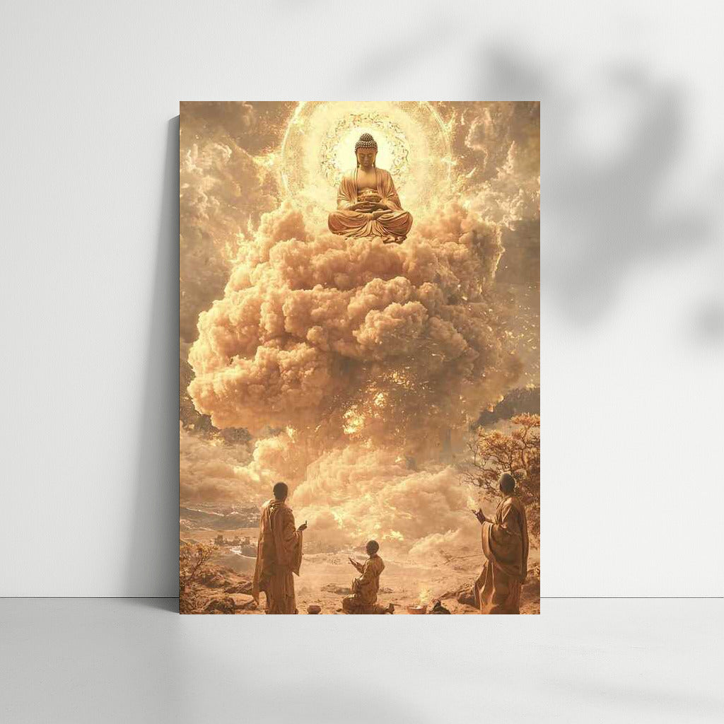 Divine Radiance: Buddha in the Clouds - Personification of Peace