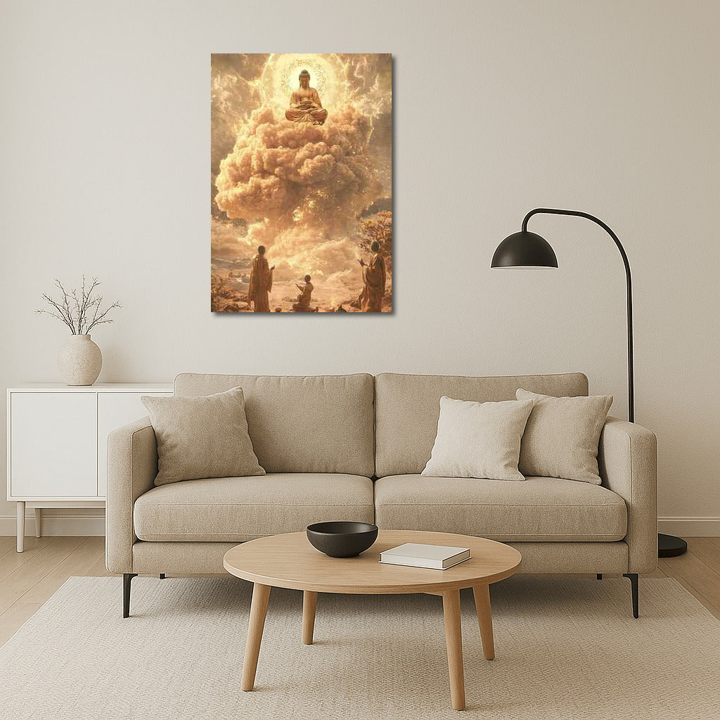 Divine Radiance: Buddha in the Clouds - Personification of Peace