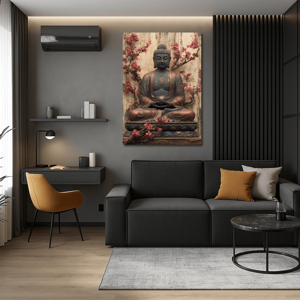 Buddha in Blooming Oasis: Tranquility and Harmony