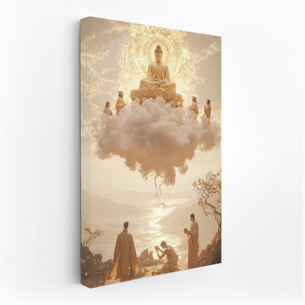 Japanese Buddha in the Clouds: Wisdom and Peace