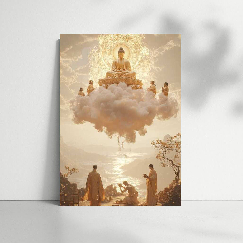 Japanese Buddha in the Clouds: Wisdom and Peace
