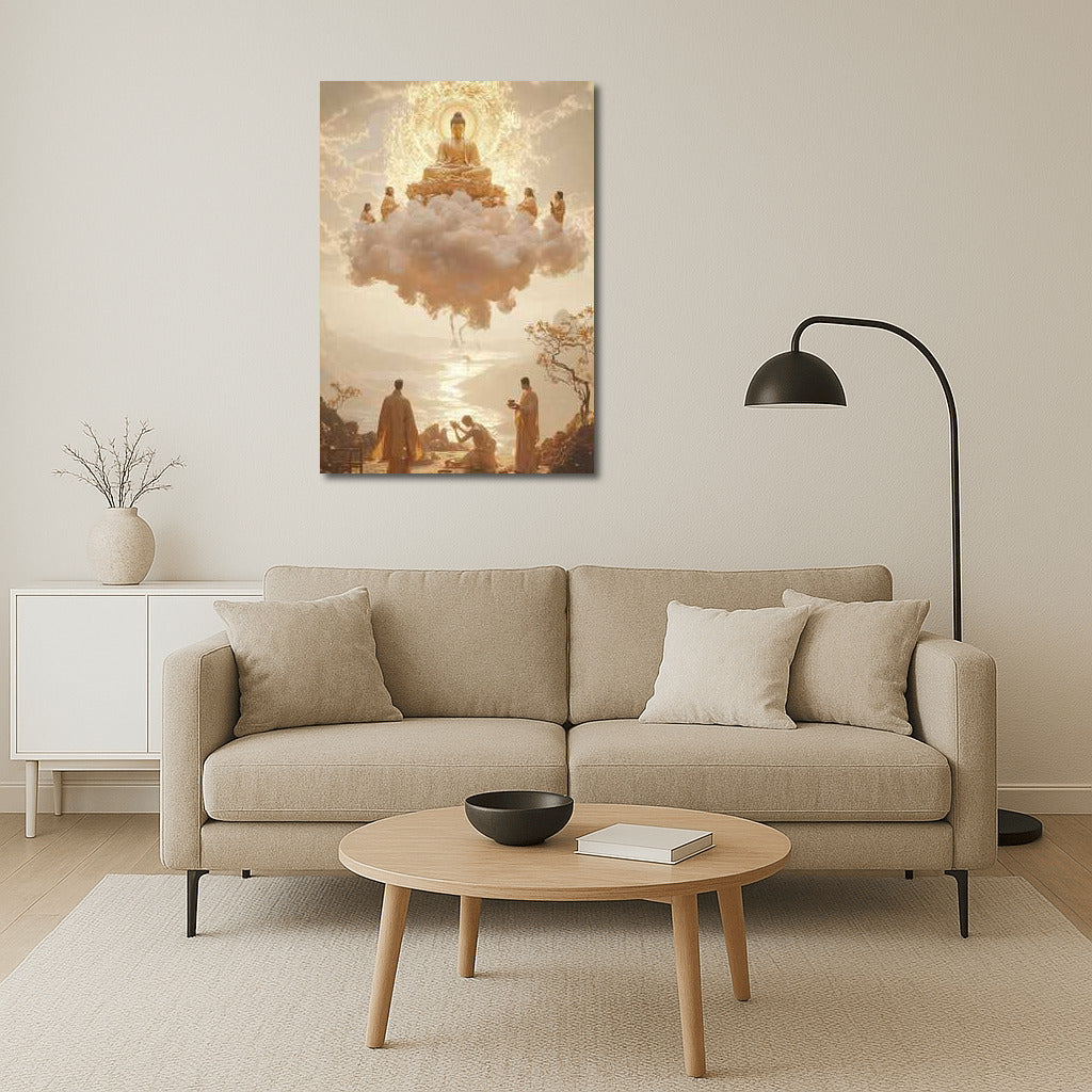 Japanese Buddha in the Clouds: Wisdom and Peace