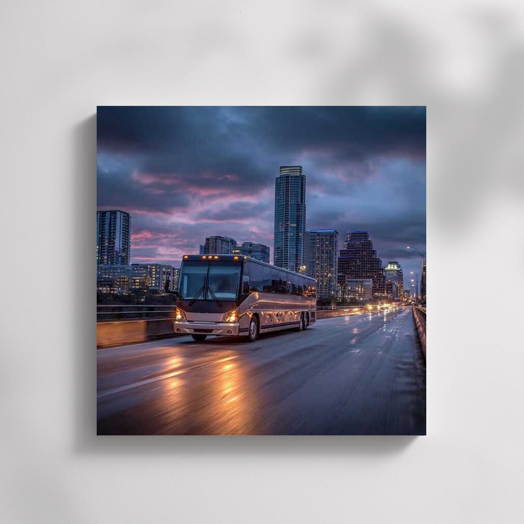 Night Flight: Bus in the City Lights