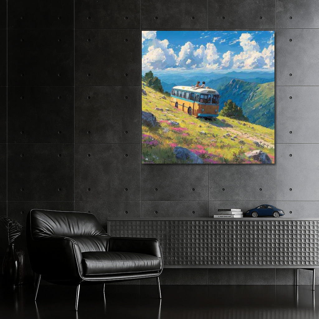 Retro Bus on the Hills: Spirit of Adventure