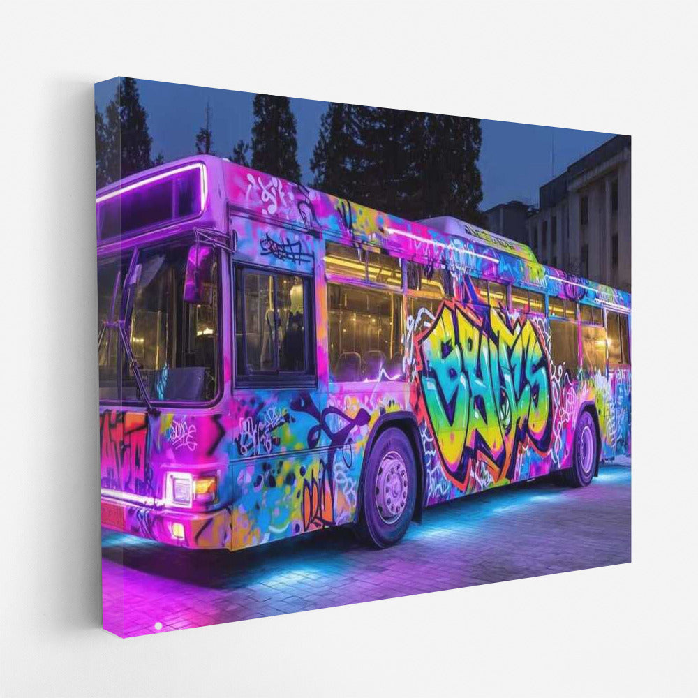 Graffiti on Wheels: Bright Bus