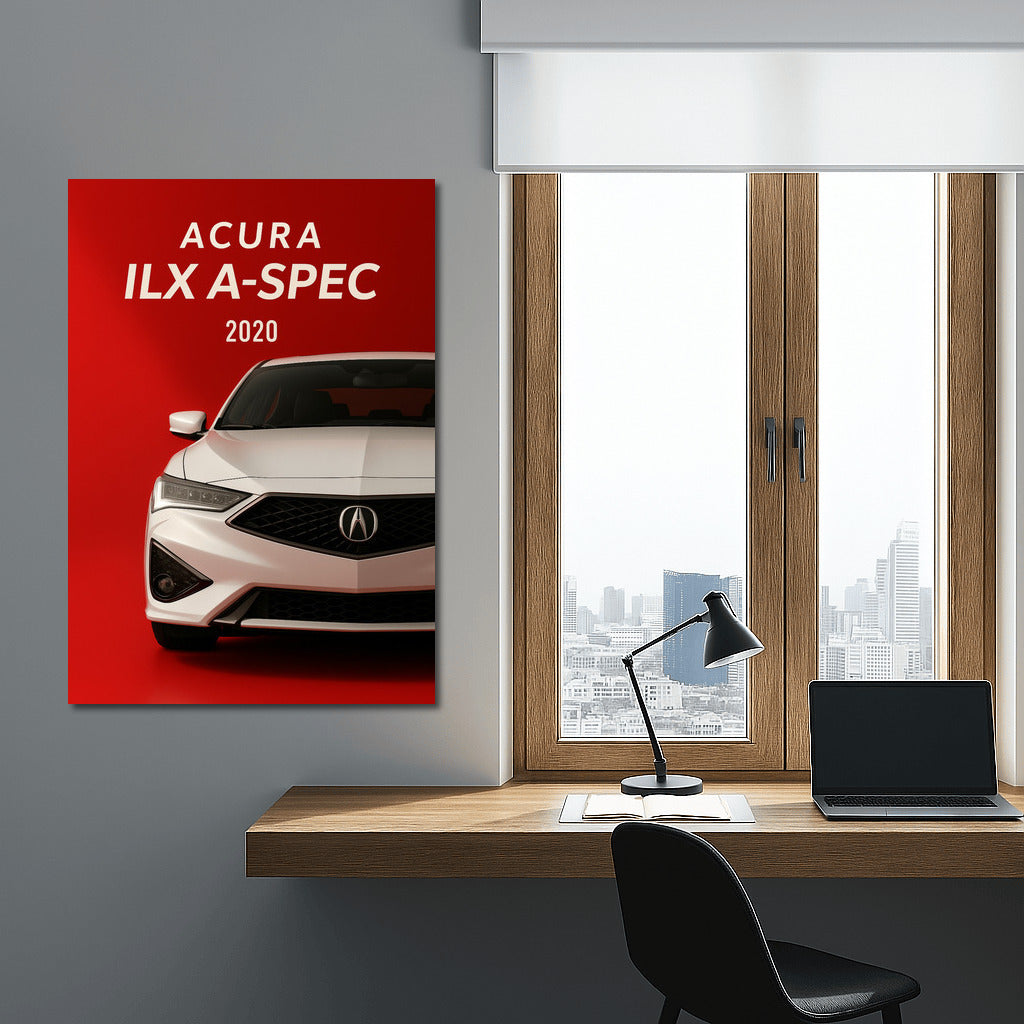 Acura ILX A Spec: Elegance and Dynamics on a Red Background