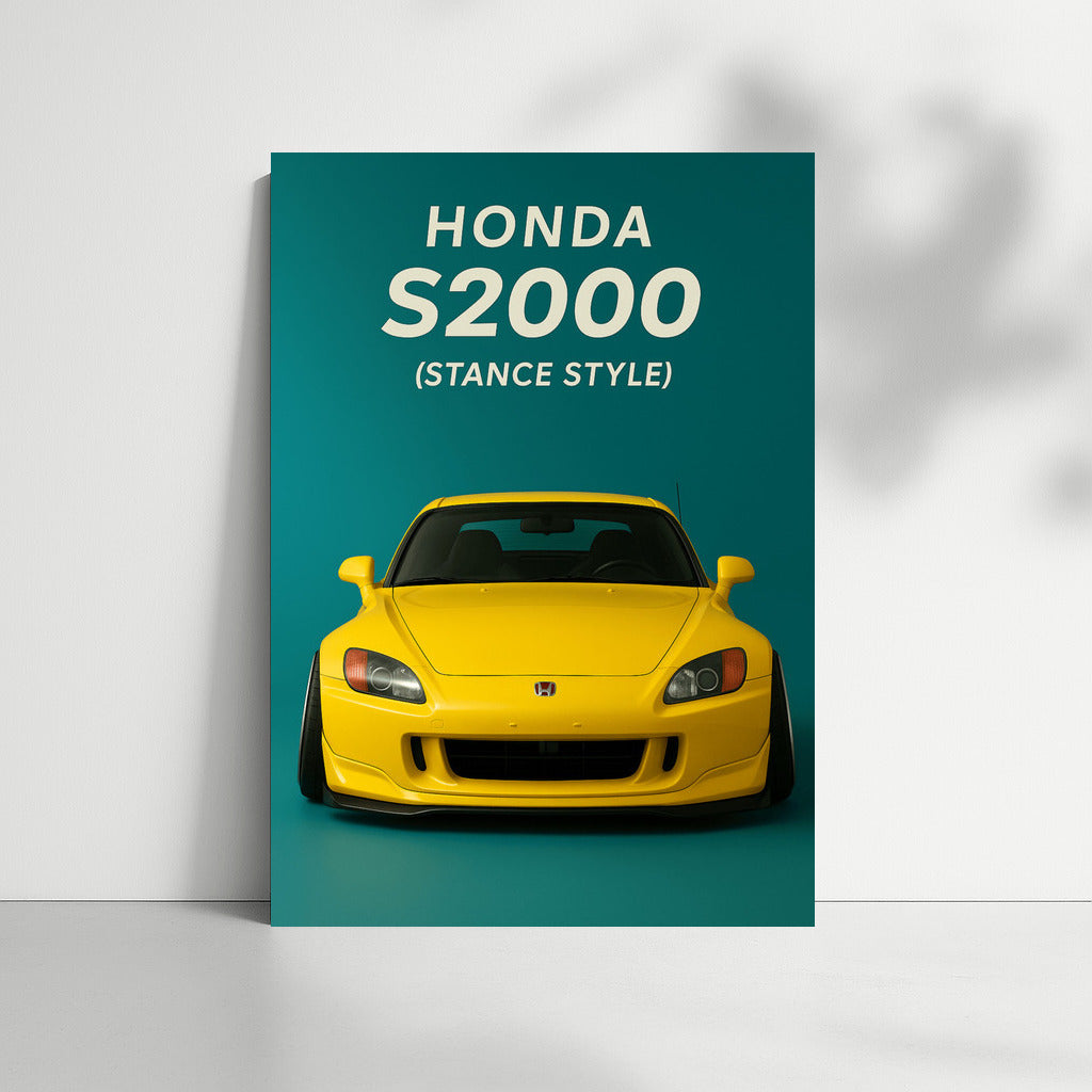 Yellow Honda S2000 AP1 Stance Style: Dynamics and Elegance