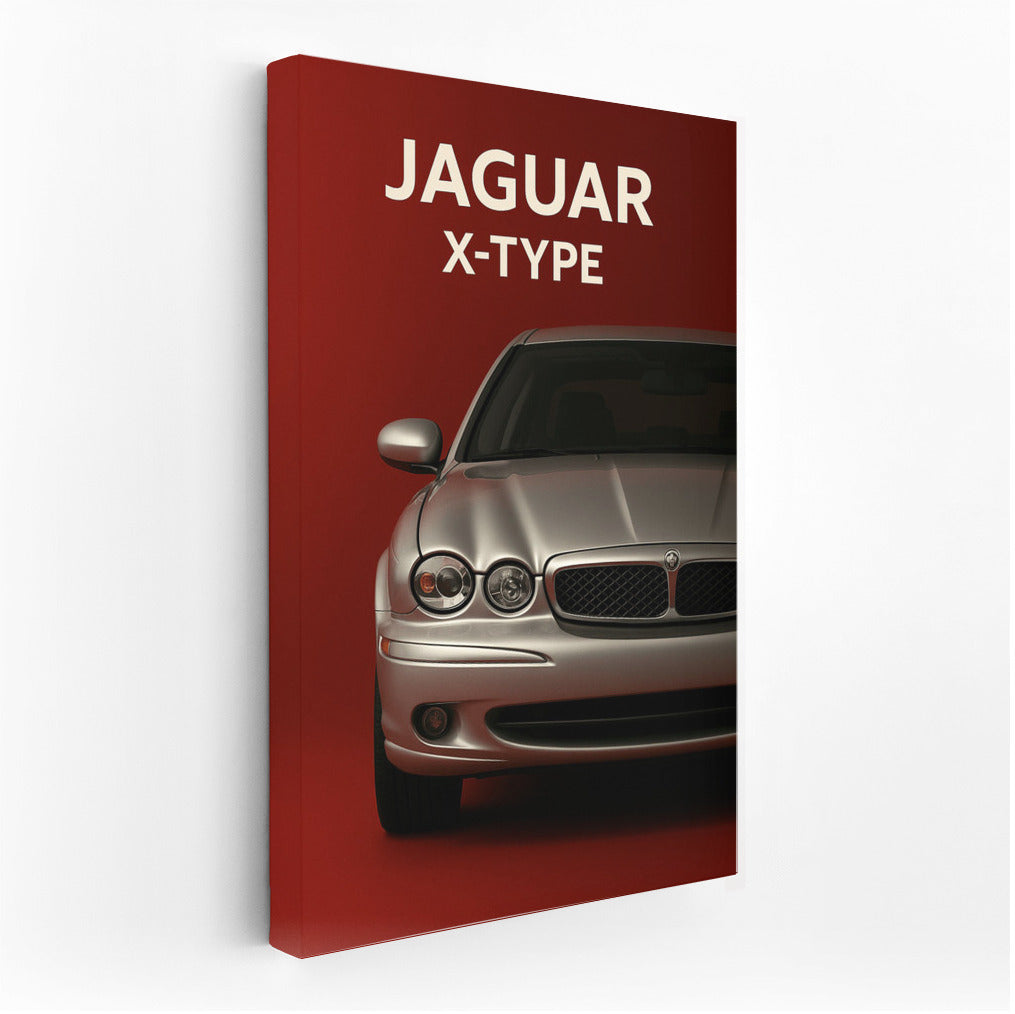 Jaguar X-Type: Elegance and Speed on a Red Background