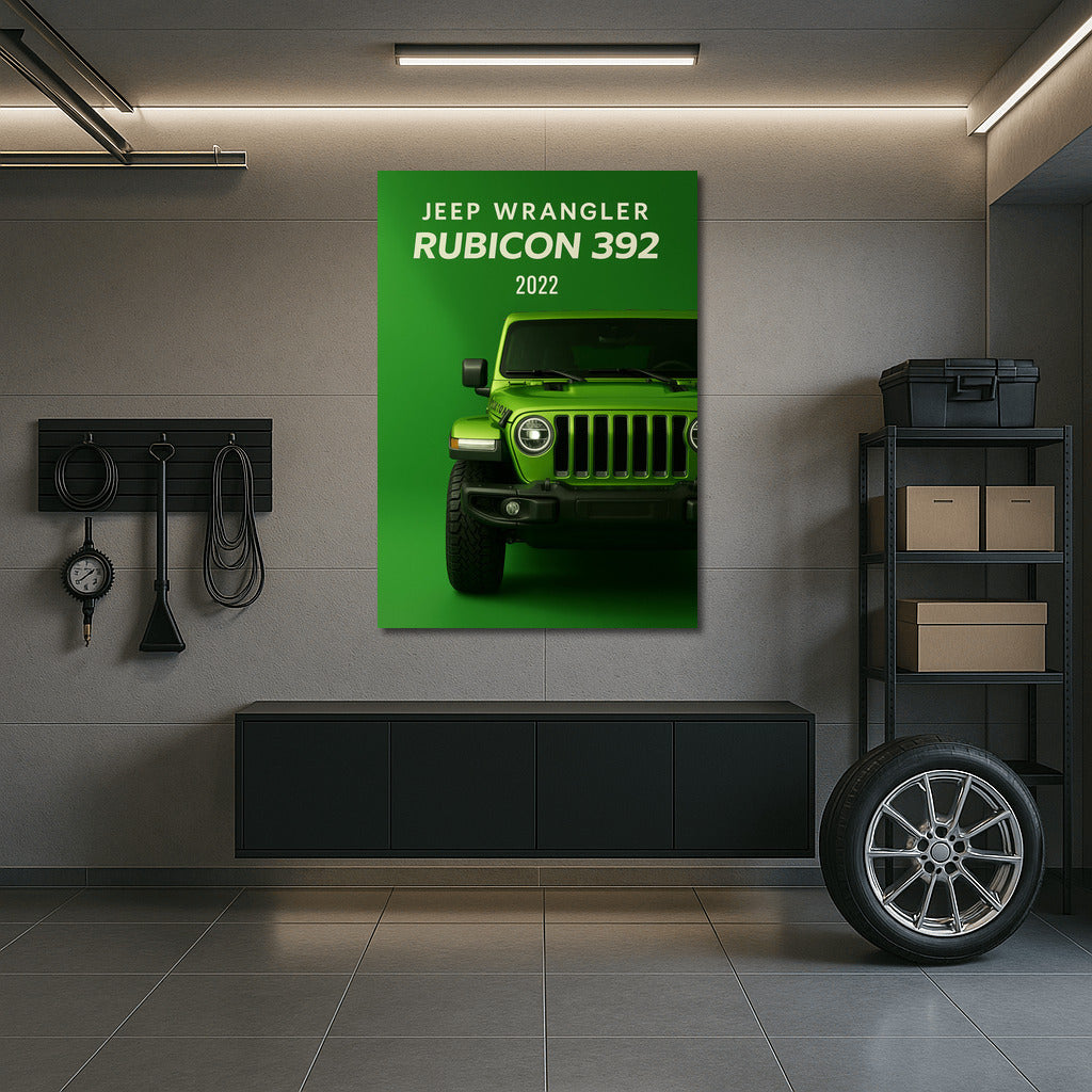 Jeep Wrangler Rubicon 392: Energy and Freedom on a Green Background