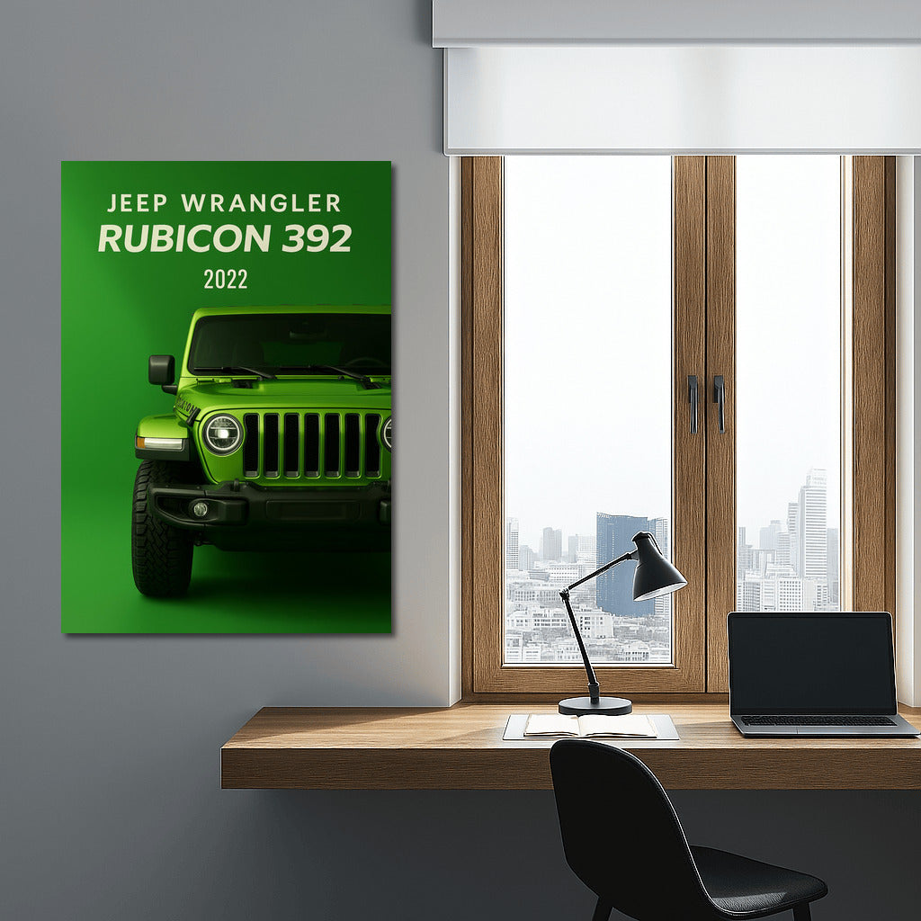 Jeep Wrangler Rubicon 392: Energy and Freedom on a Green Background