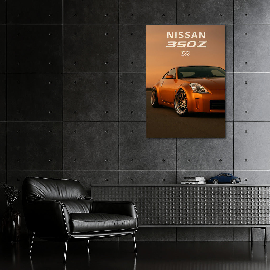 Elegant Nissan 350Z Z33 in Stance Style: Wall-Mounted Temptation for Car Enthusiasts