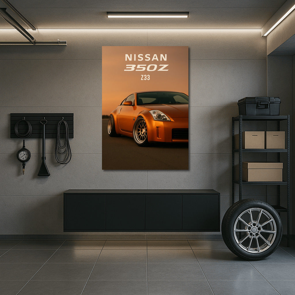 Elegant Nissan 350Z Z33 in Stance Style: Wall-Mounted Temptation for Car Enthusiasts