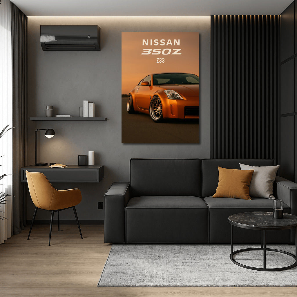 Elegant Nissan 350Z Z33 in Stance Style: Wall-Mounted Temptation for Car Enthusiasts