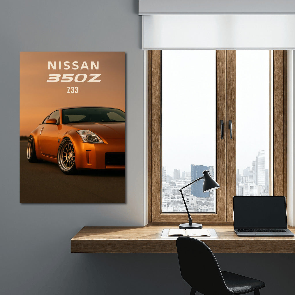 Elegant Nissan 350Z Z33 in Stance Style: Wall-Mounted Temptation for Car Enthusiasts