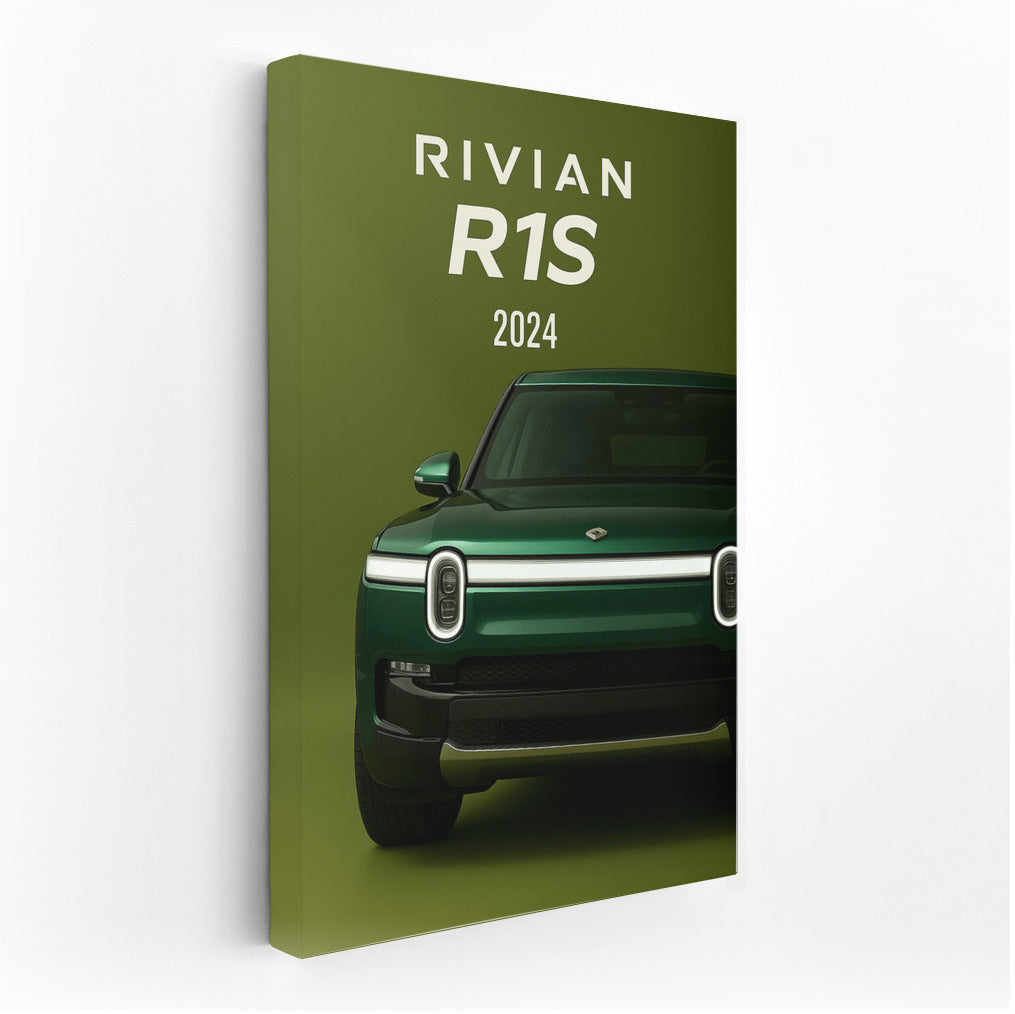 2024 Rivian R1S: Style and Power on a Green Background