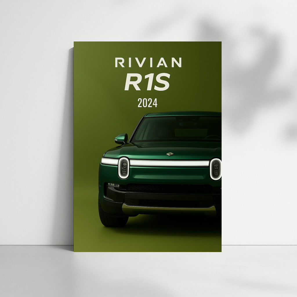 2024 Rivian R1S: Style and Power on a Green Background