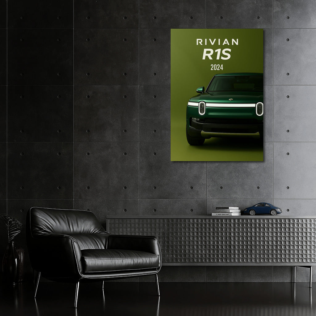 2024 Rivian R1S: Style and Power on a Green Background
