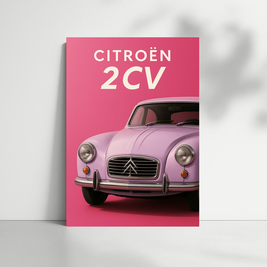 Citroen 2CV: French Elegance on a Pink Background