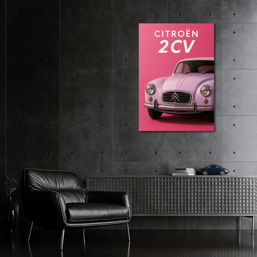 Citroen 2CV: French Elegance on a Pink Background