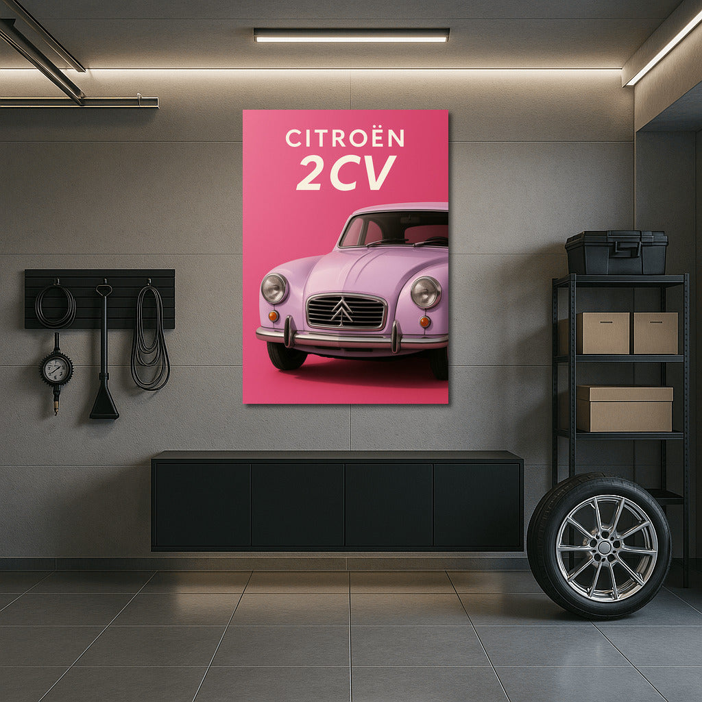 Citroen 2CV: French Elegance on a Pink Background