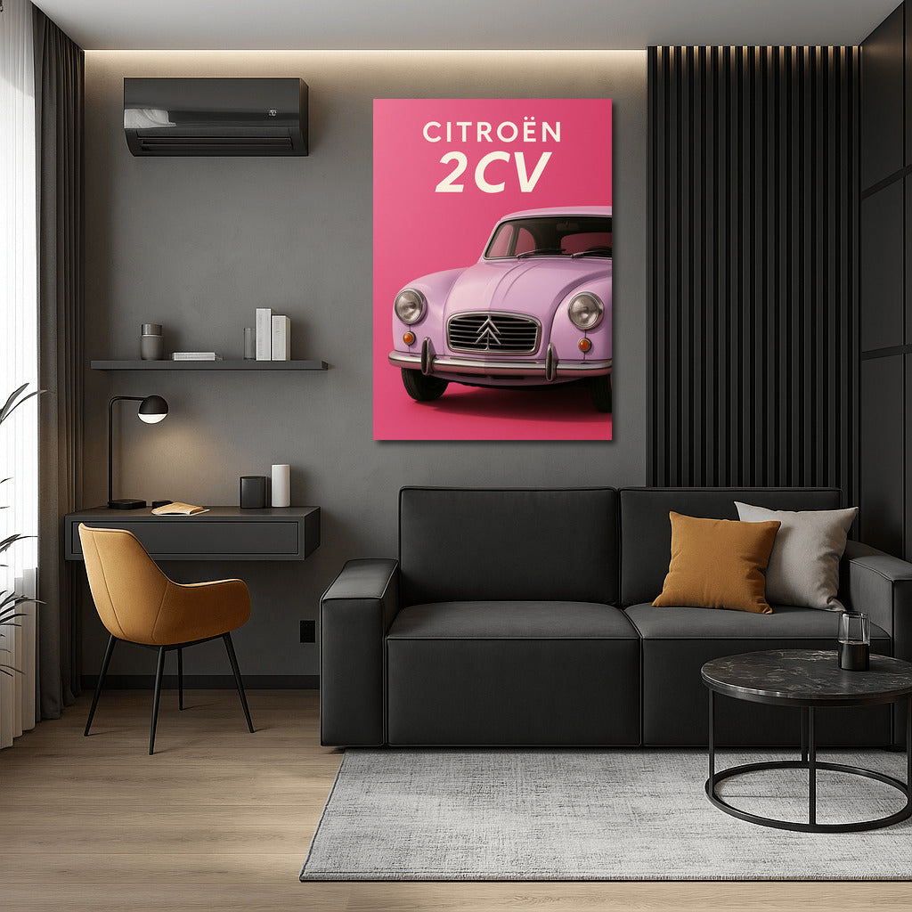Citroen 2CV: French Elegance on a Pink Background