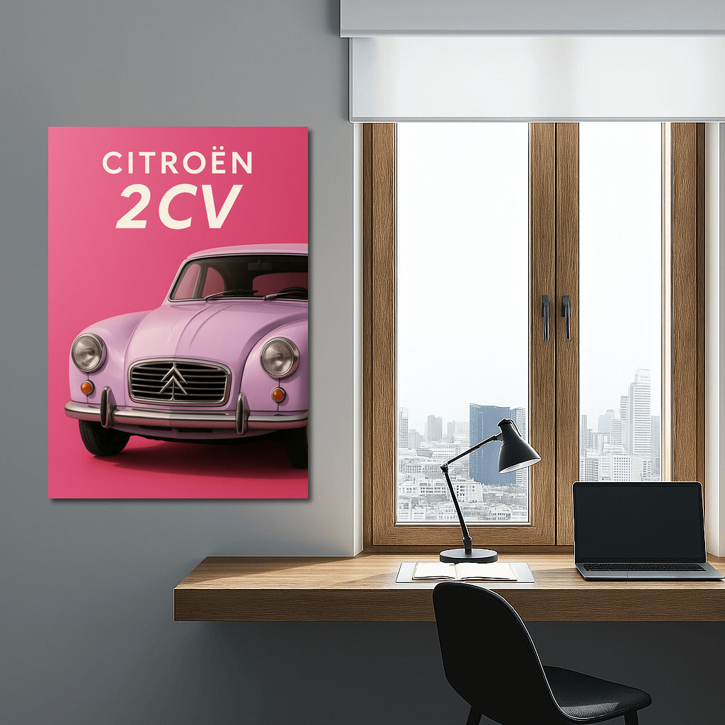 Citroen 2CV: French Elegance on a Pink Background