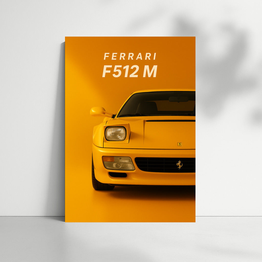 Ferrari F512 M Yellow: Dynamics and Style on Your Wall