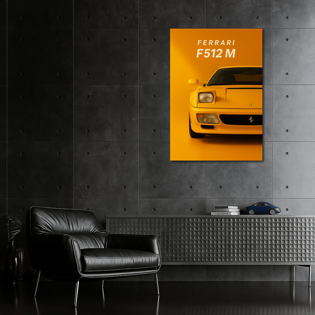 Ferrari F512 M Yellow: Dynamics and Style on Your Wall