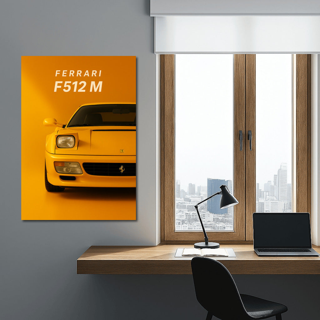 Ferrari F512 M Yellow: Dynamics and Style on Your Wall