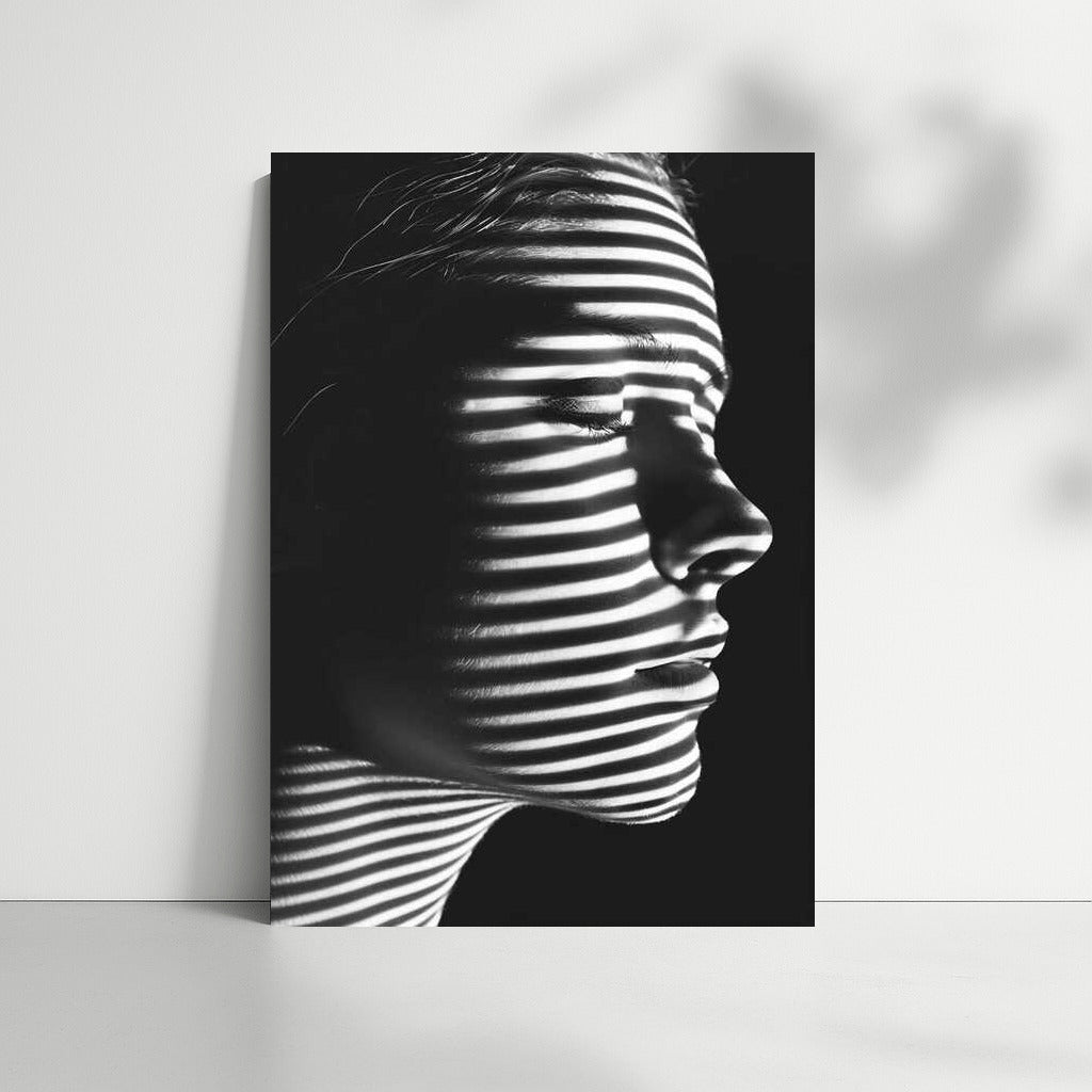 Mysterious Image: Lines of Light and Shadow in Wall Art With Women