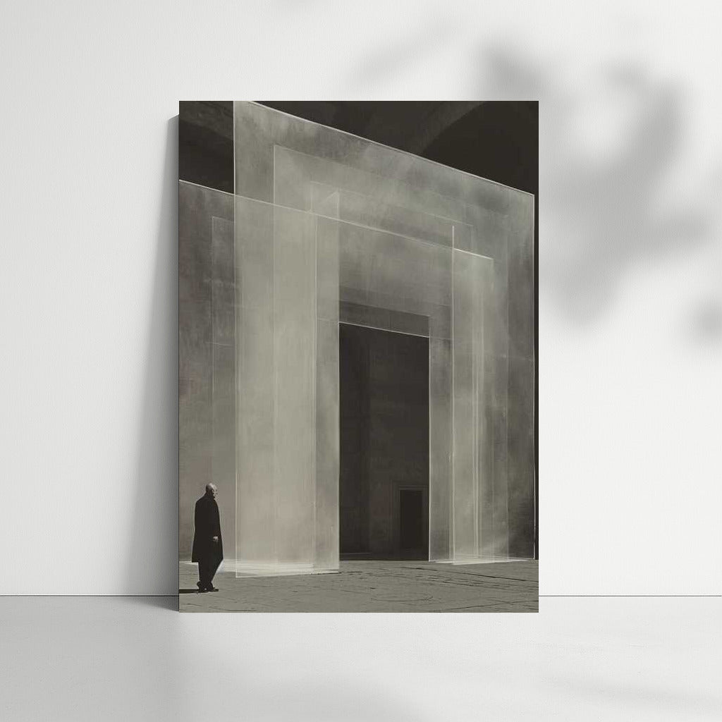 Ghost Gate: Isometric Surrealism in Black and White