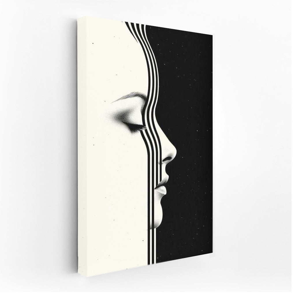 Surrealist Meeting of Light and Shadow: Profile of a Woman